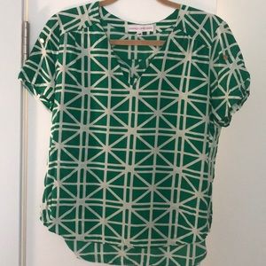 Amanda Uprichard - Green and White Silk Top